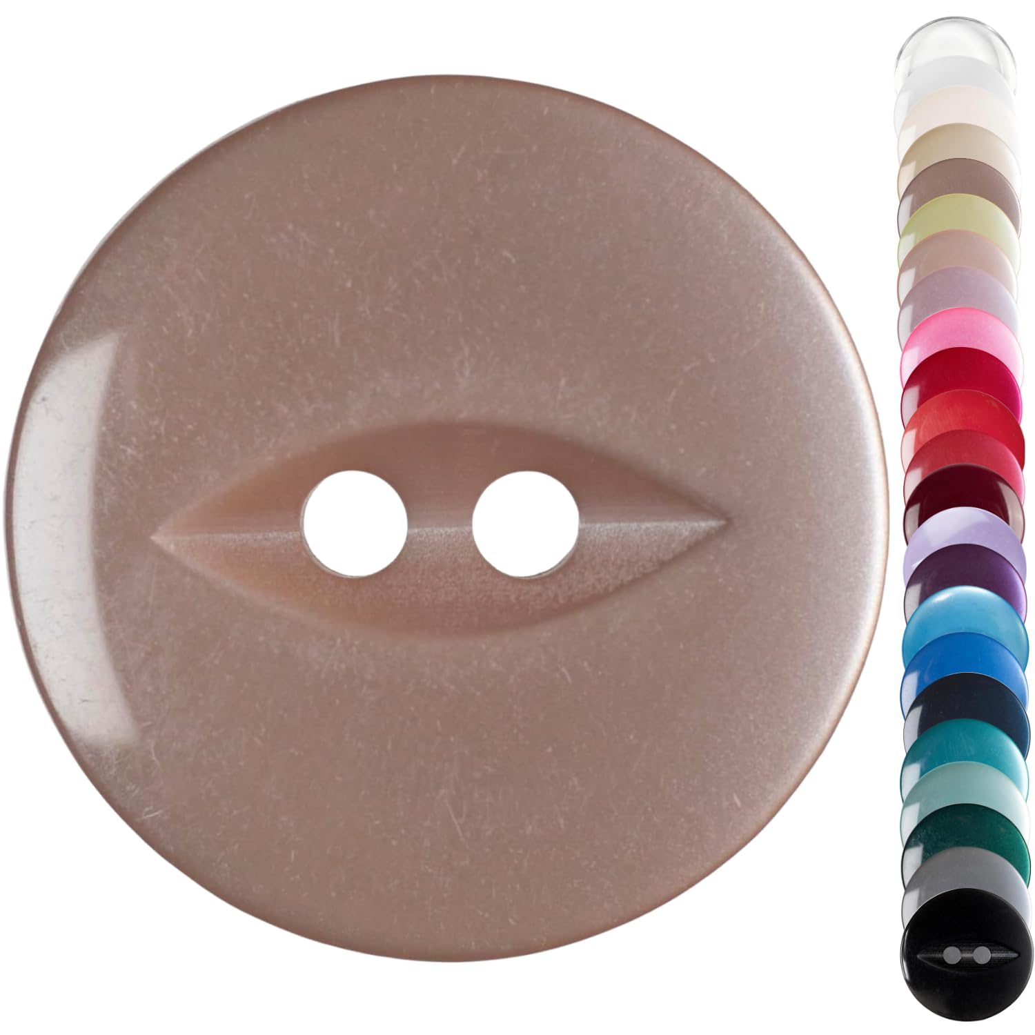Beige Knitwear Cardigan Buttons, 16mm Fish Eye, Pack of 10 Matching