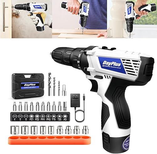 Kit combinado de destornilladores inalámbricos, juego de destornilladores eléctricos, kit de taladro eléctrico para perforar pared de madera,