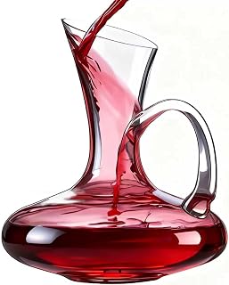 Ocean Ice 26oz Wine Decanter with Aerator & Ergonomic Handle - Hand-Blown Lead-Free Glass Carafe, Luxury Gift for Wine Lovers