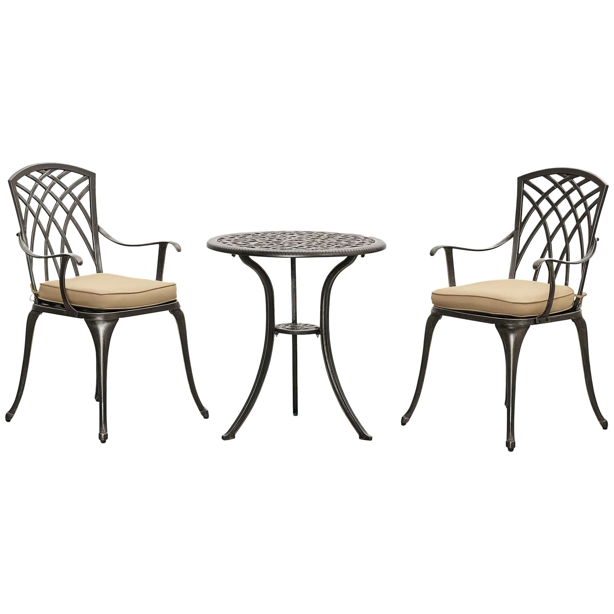 Outsunny Aluminium Garden Bistro Set - Bronze - 3 Piece