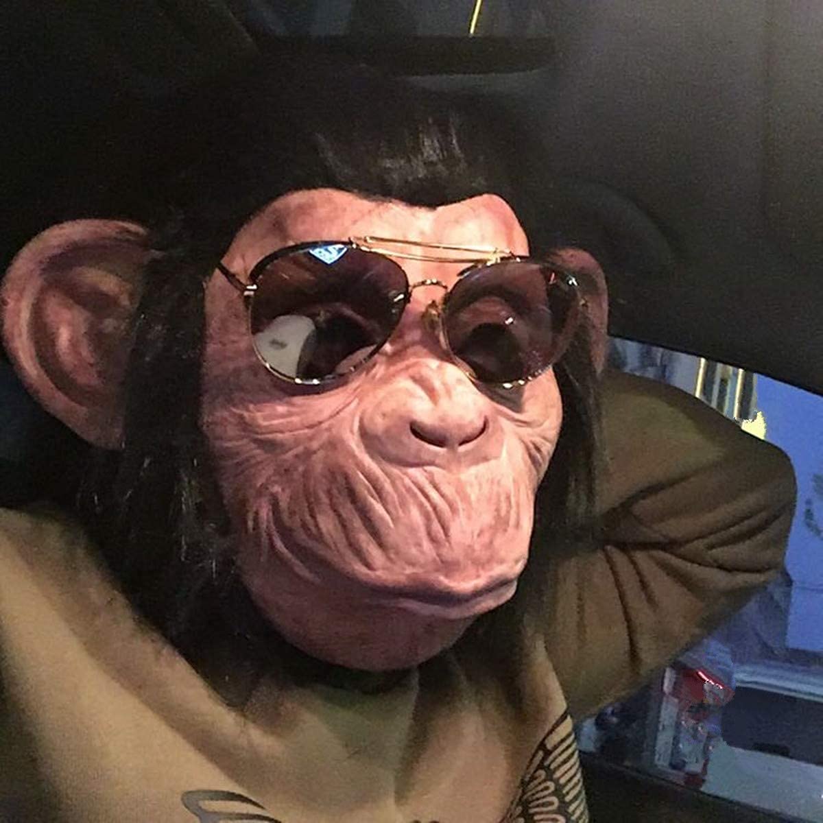 Mltao Latex Gorilla Mask Orangutan Cosplay Costume Novelty Animal Monkey Full Head Masks Costumes with Hair Halloween Christmas Creative Dress up