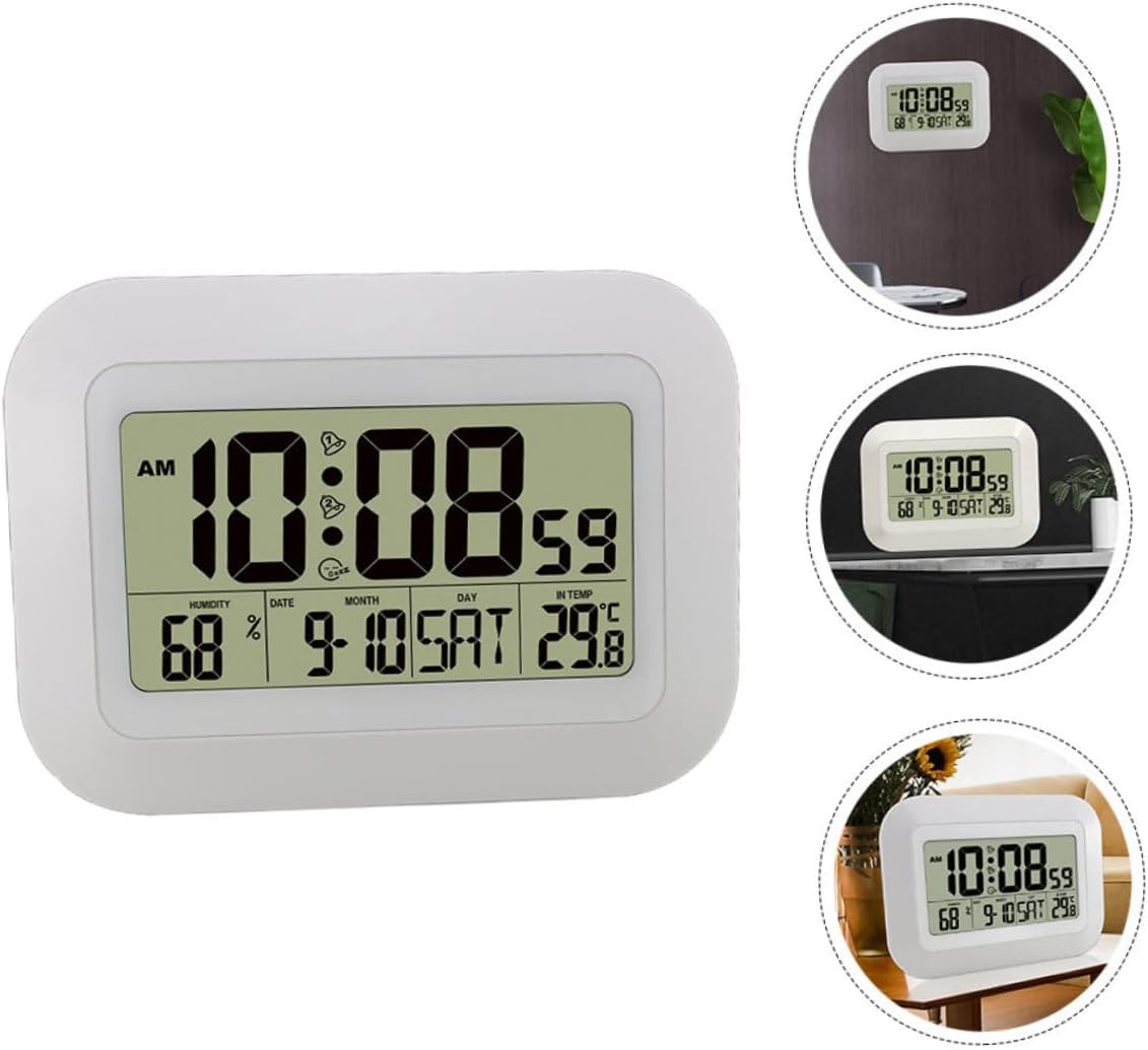 1Pc Digital Hanging Clock with Temperature and Humidity Display Stylish Home Alarm Clock for Bedroom Living and Study Screen Design
