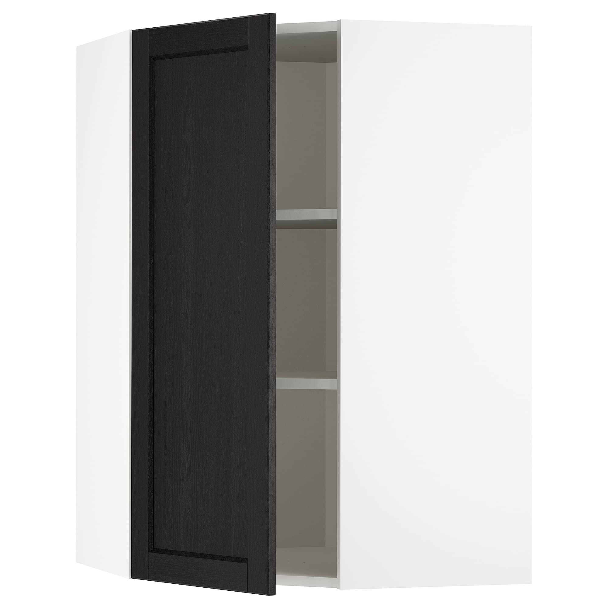 Meuble d'angle mural METOD 68x100 cm rangement cuisine blanc noir