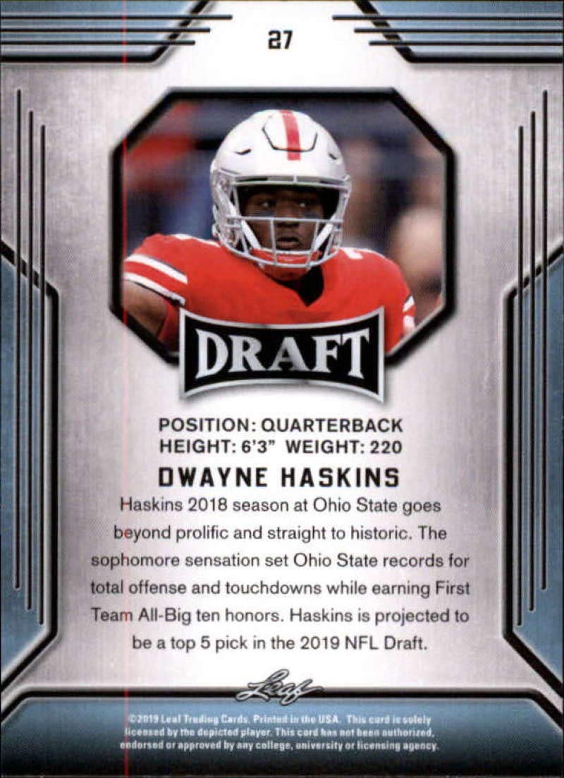Amazon.com: 2019 Leaf Draft Football #27 Dwayne Haskins Pre Draft