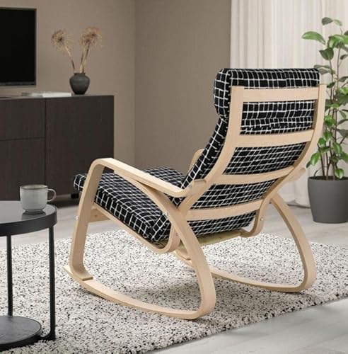 Metal Fabric Rocking Chair, Mid Century Armchair, Indoor Relax Rocking Chair, Upholstered Padded Seat, Multi-Color Options, Living Room Bedroom Studio Casual Chairs ( Color : White+Ink Blue , Size : 9 #TOP1