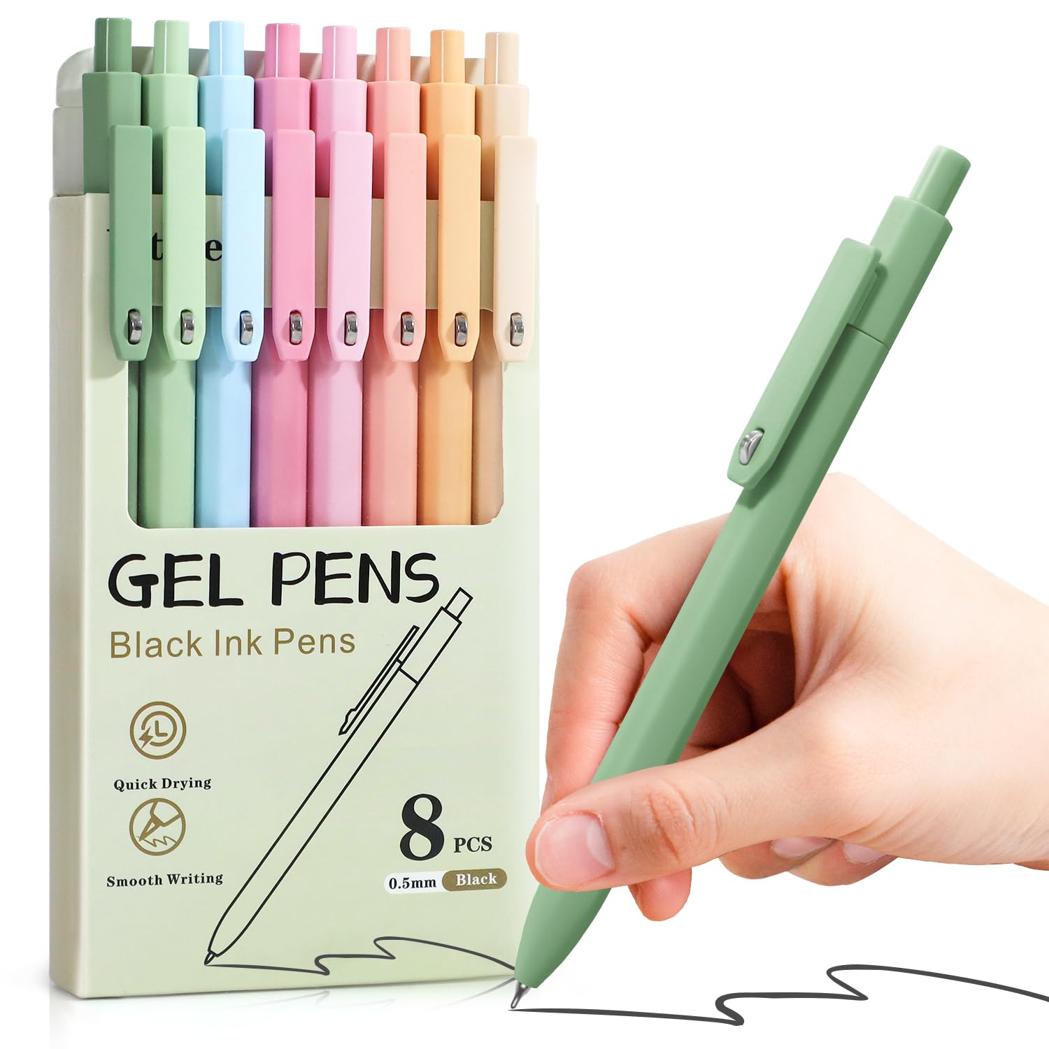 Vitoler Gel Pens 8 pcs Cute Pens Black Ink 0 5 mm Fine Point Smooth Writing Pen Quick