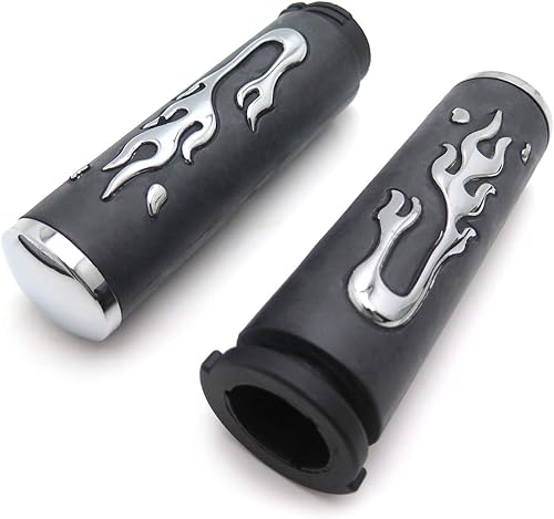 Miniatura 4 de HONGK - Agarraderas de mano de goma cromada para motocicleta compatibles con Cruisers Harley Suzuki Kawasaki con empuñaduras de acelerador de 1
