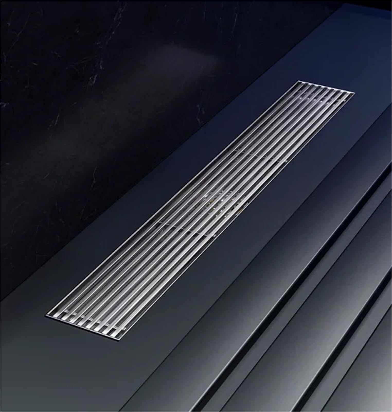 Desague Ducha Rejilla de Ducha for baño, Drenaje Suelo Tira Larga Acero Inoxidable 8,5 cm Ancho, Rectangular Lineal