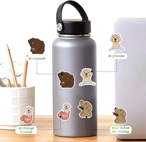 Miniatura 4 de 60 calcomanías de vinilo impermeable estético lindo dibujos animados animales perros calcomanías calcomanías para laptop, botellas de agua,