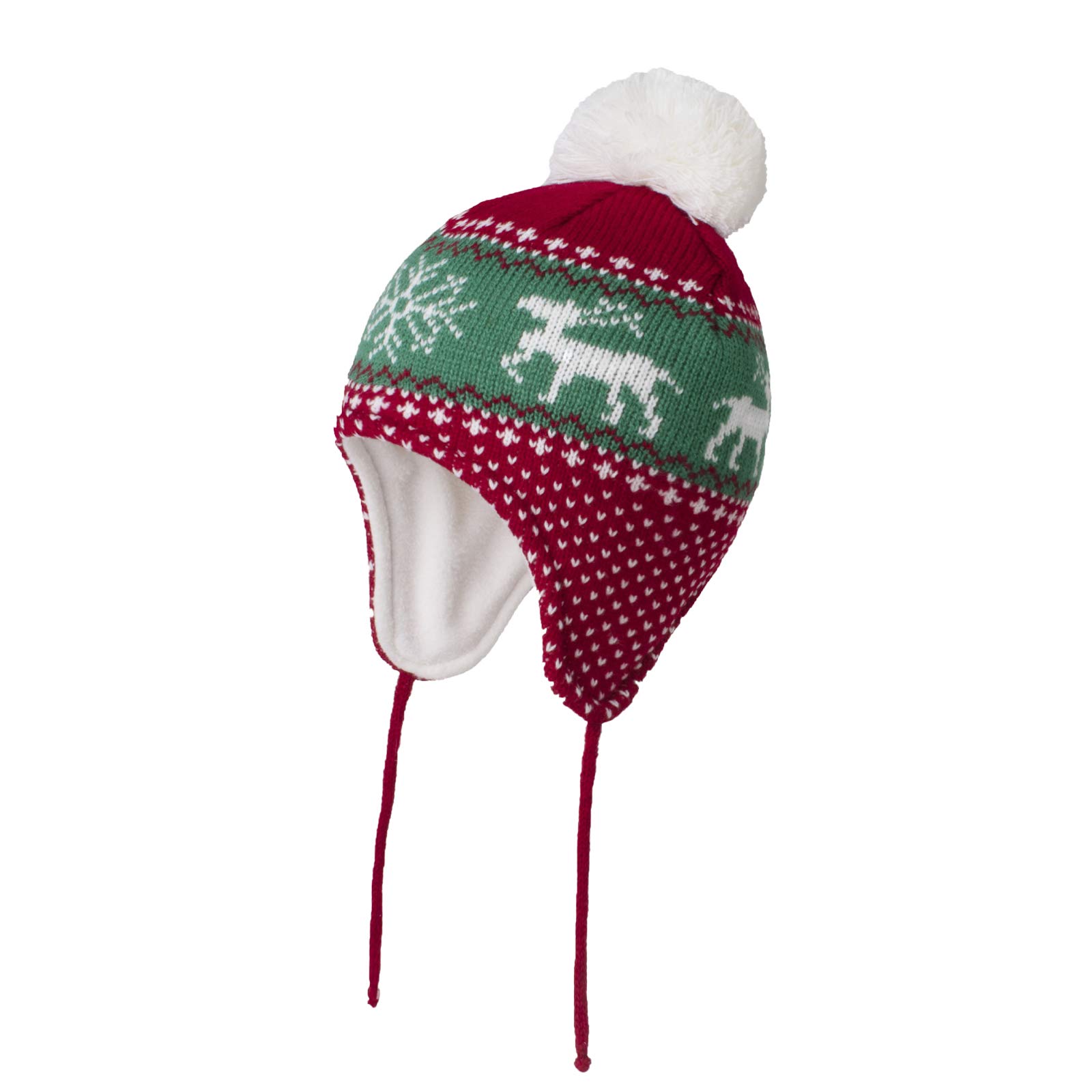 KAKU NANU Wintermuts voor baby's, muts met oren, fleece, warm, met pompons en beren, 6 kleuren, voor baby's, jongens en meisjes, Grijs/Roze, 2-4 años