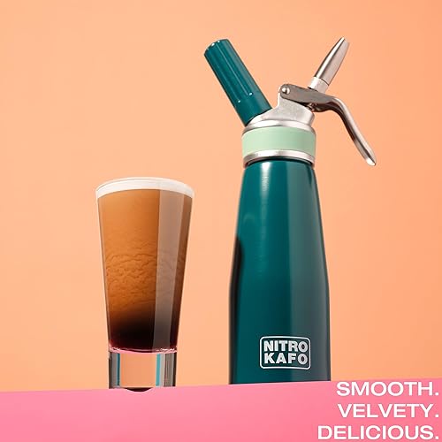 Vista 8 de Cafetera Nitro de 0.5 L, cafetera de aluminio nitro con boquilla especial de nitro difusor y cafetera fría para hacer nitro cerveza fría, 1