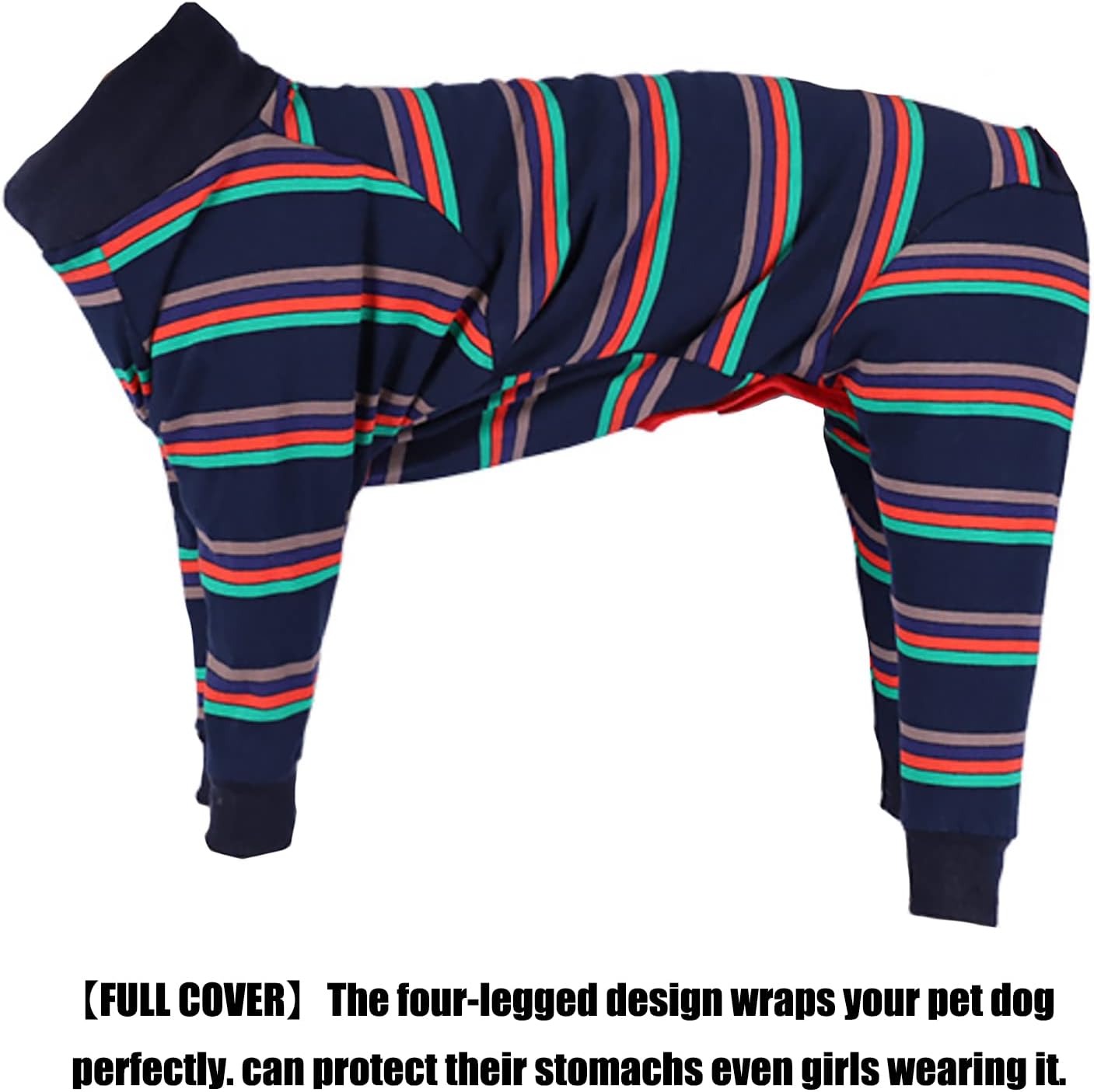 Size XS to 3XL, 2 Colors Dog Onesie Long Sleeve, Full Cover Pet Pajamas, Dog Plaid Shirt, Lightweight Dog Jumpsuit Striped Small