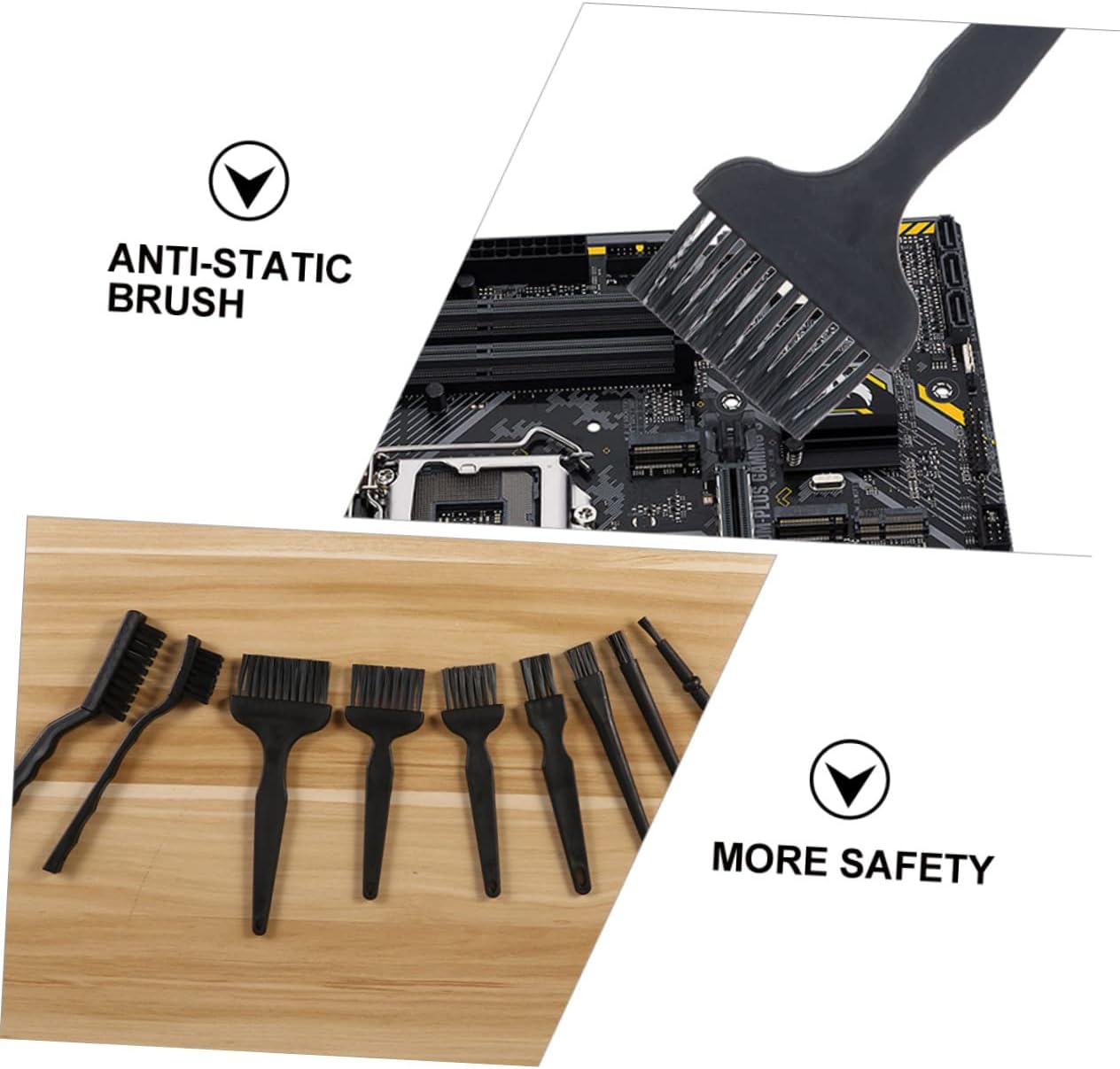 11pcs Complete Static Brush Kit for Computer Keyboard Motherboard CPU Cleaning Pa Materials Non-deformable