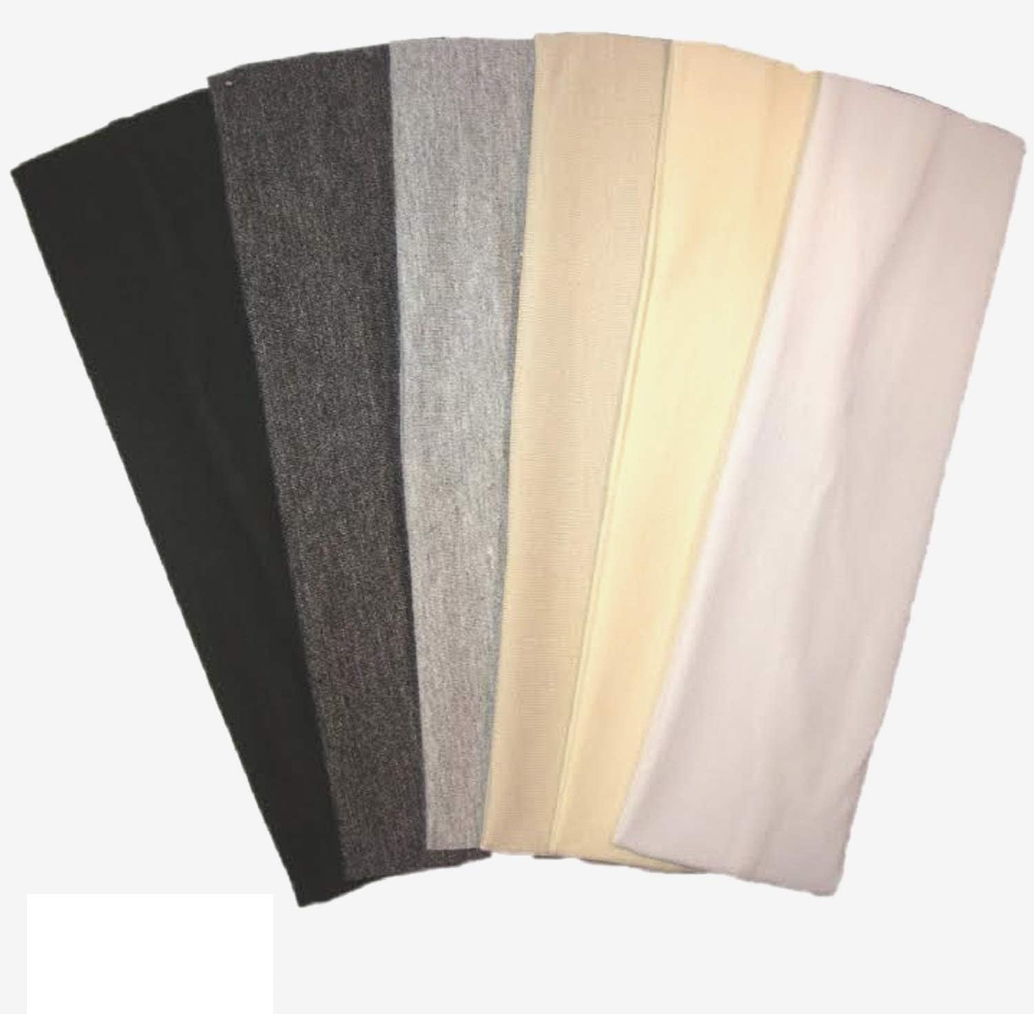 Cotton Headbands 6 Pack Stretch Elastic Yoga Soft and Stretchy Sports Fashion Headband for Teens Women Girls (6 pc 2" Cotton Headbands-Black Ombre)