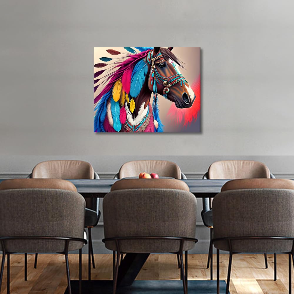 Malen Nach Zahlen 'Alte Indianer Pferde' – DIY Ölgemälde Set 50x65 Cm Für Erwachsene