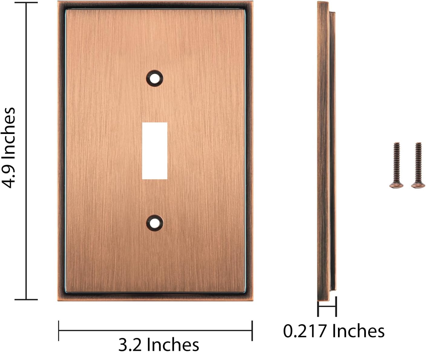 Henne Bery Soft Modern Decorative Wall Plate Switch Plate Outlet Cover (Single Toggle 2PK, Antique Copper) image 3
