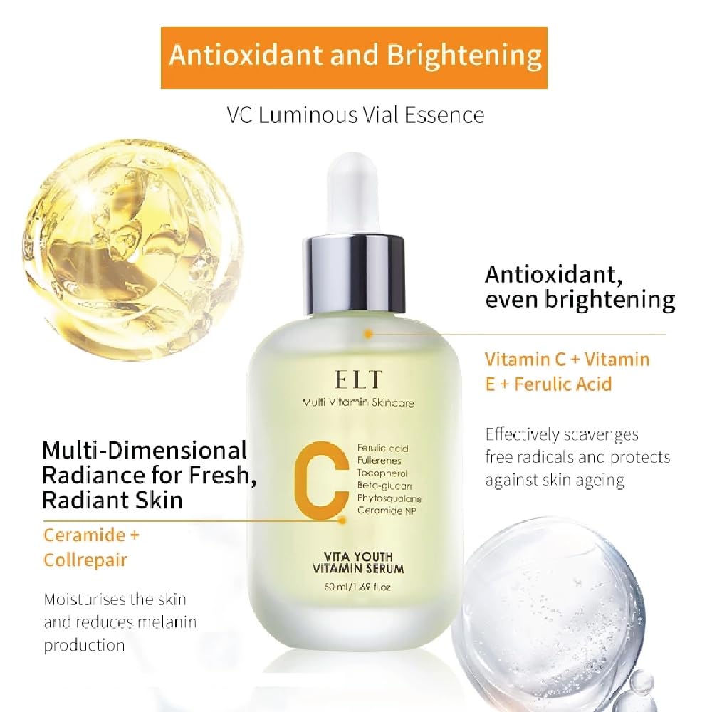 ELT Vita Youth Vitamin C Serum 1.69fl.oz.(50ml) Ultra Hydration Serum Korean Glass Skin Korean Skincare (Pack of 2)
