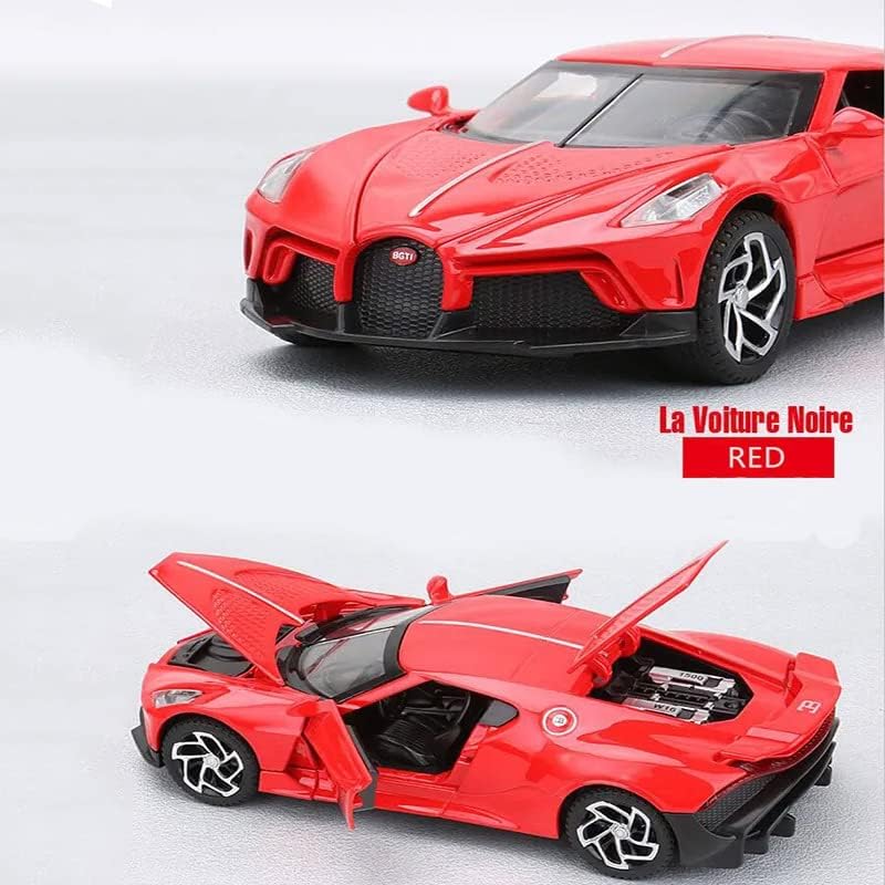Image of 1:32 Scale Bugatti la Voiture Noire Toy Car | Metal Pullback Diecast Car for Kids with Openable Doors, Sound, Light Effects Toy for Car Enthusiasts (Color As Per Available),black