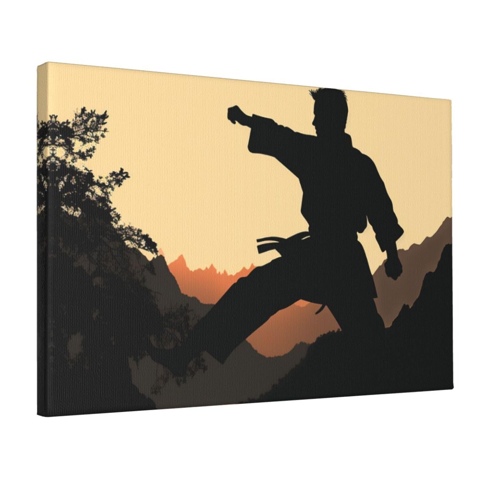 Canvas Wall Art for Living Room Wall Decor 12"x18" Modern Artwork Painting Pictures Hanging Canvas Prints Karate Aesthetic Wall Art for Bedroom Bathroom Office Wallart Decor