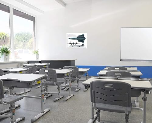 Miniatura 3 de Feenixx SR-71 Blackbird Three Views - Póster educativo de avión militar, 24 x 18 pulgadas