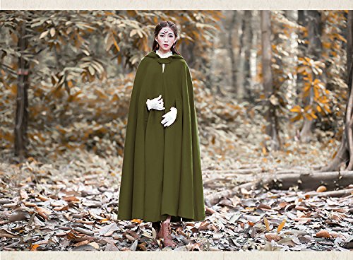 Baoqiya Womens Capes Hooded Cloak Outwear Poncho Warm Autumn And Winter Coat (Army Green) #TOP1
