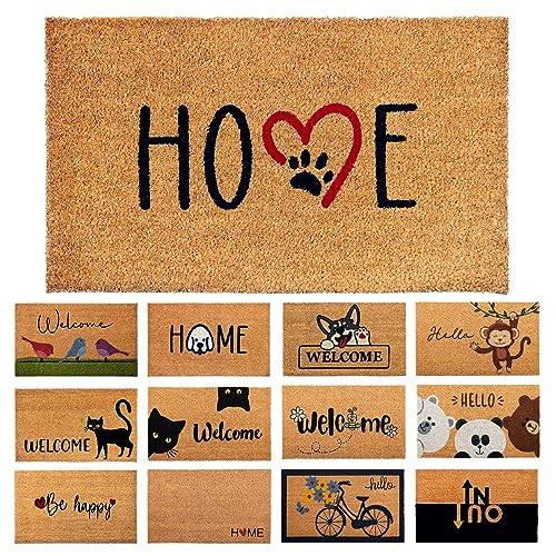 Fußmatte Kokosfaser Home Spuren - 70x40cm - Willkommens Fussmatte mit Antirutsch PVC & Kokos...