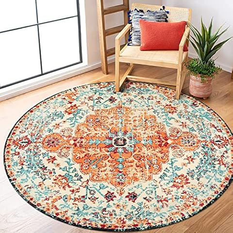 Lahome Washable Round Area Rug Cover