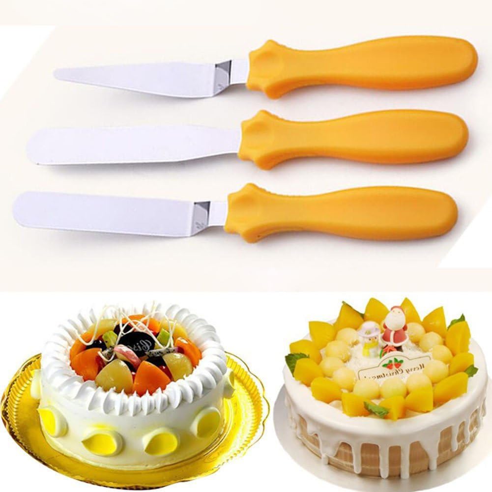 Cake Decorating Icing Spatula tools by SameTech, Professional Stainless Steel decorating cake Spatula knife offset Cake comb for Baking tools 3 pcs