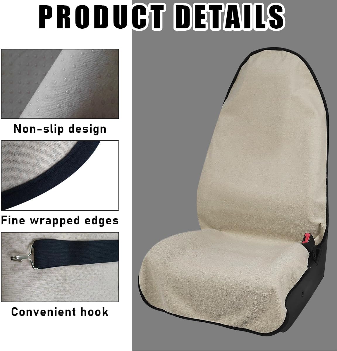 Housse pour siège de Voiture pour l'avant,Sièges arrière，Protection du siège Voiture Universelle, Housses de siège Individuelles,Coton,modèle Universel,étanche,Tissu-éponge (Siège avant-Kaki)