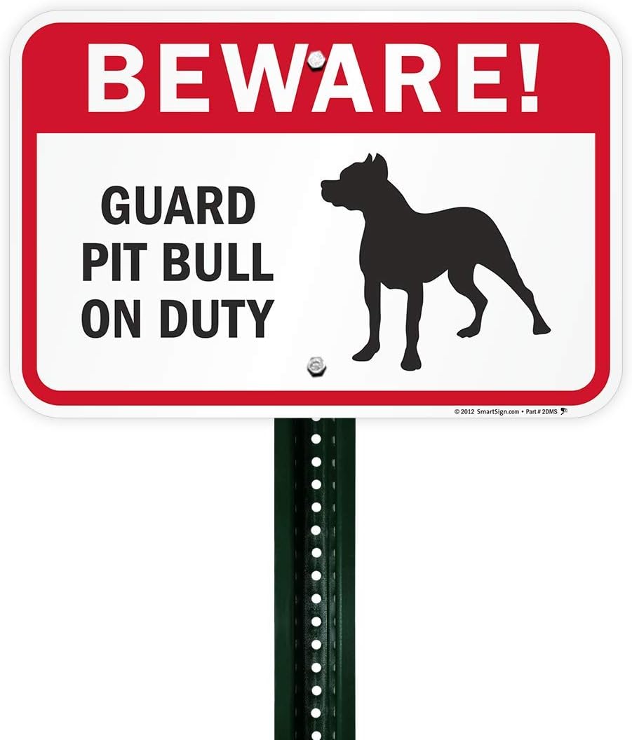 SmartSign "Beware - Guard Pit Bull on Duty" Sign | 12" x 18" Aluminum