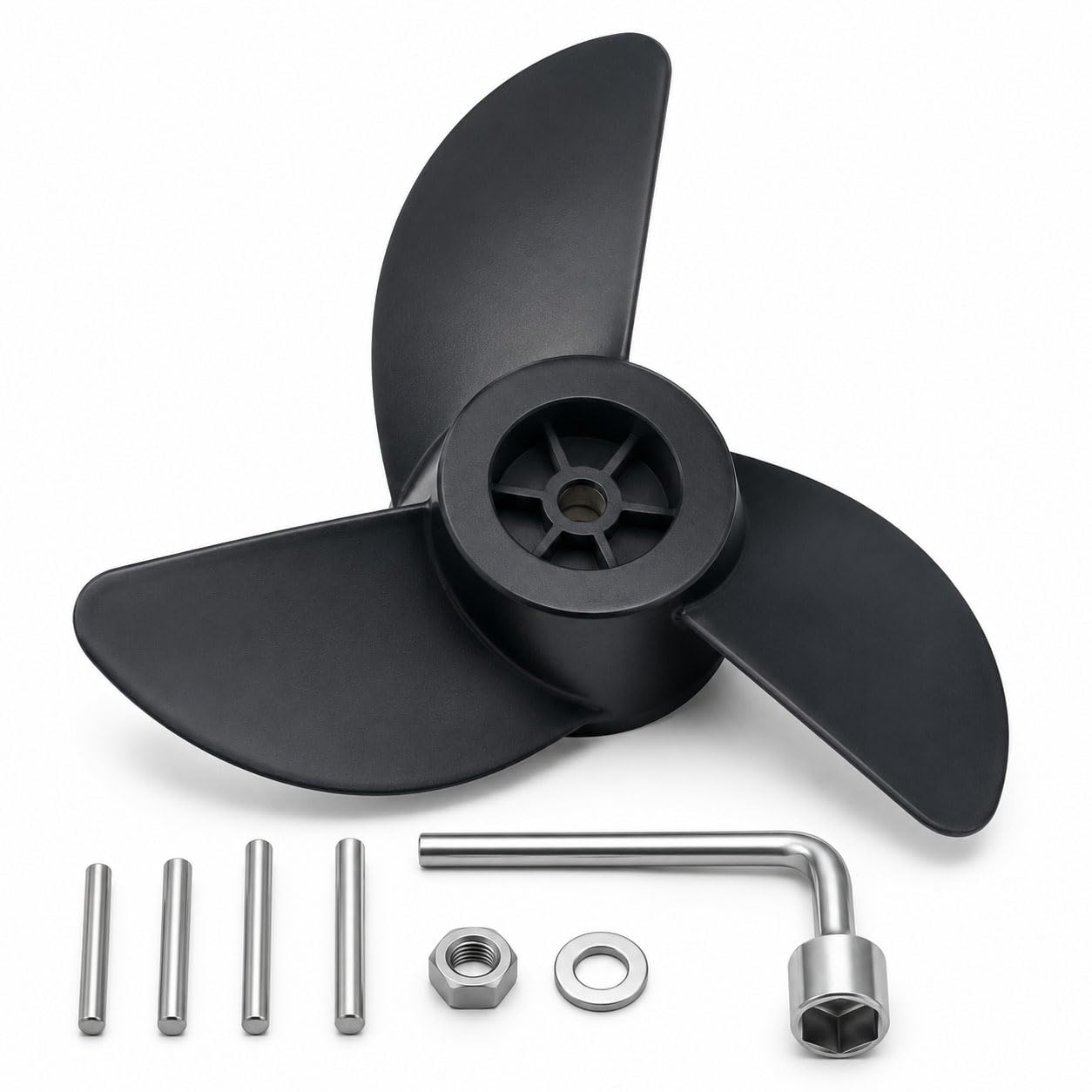 YOLOYO espresso MGA089B 3-Blade Trolling Motor Propeller, Compatible with MotorGuide R3 55lb, W55, Xi5 36v, 75 Wireless Trolling Motor, 3.5" Hub High-Thrust Shallow Water Replacement Kit
