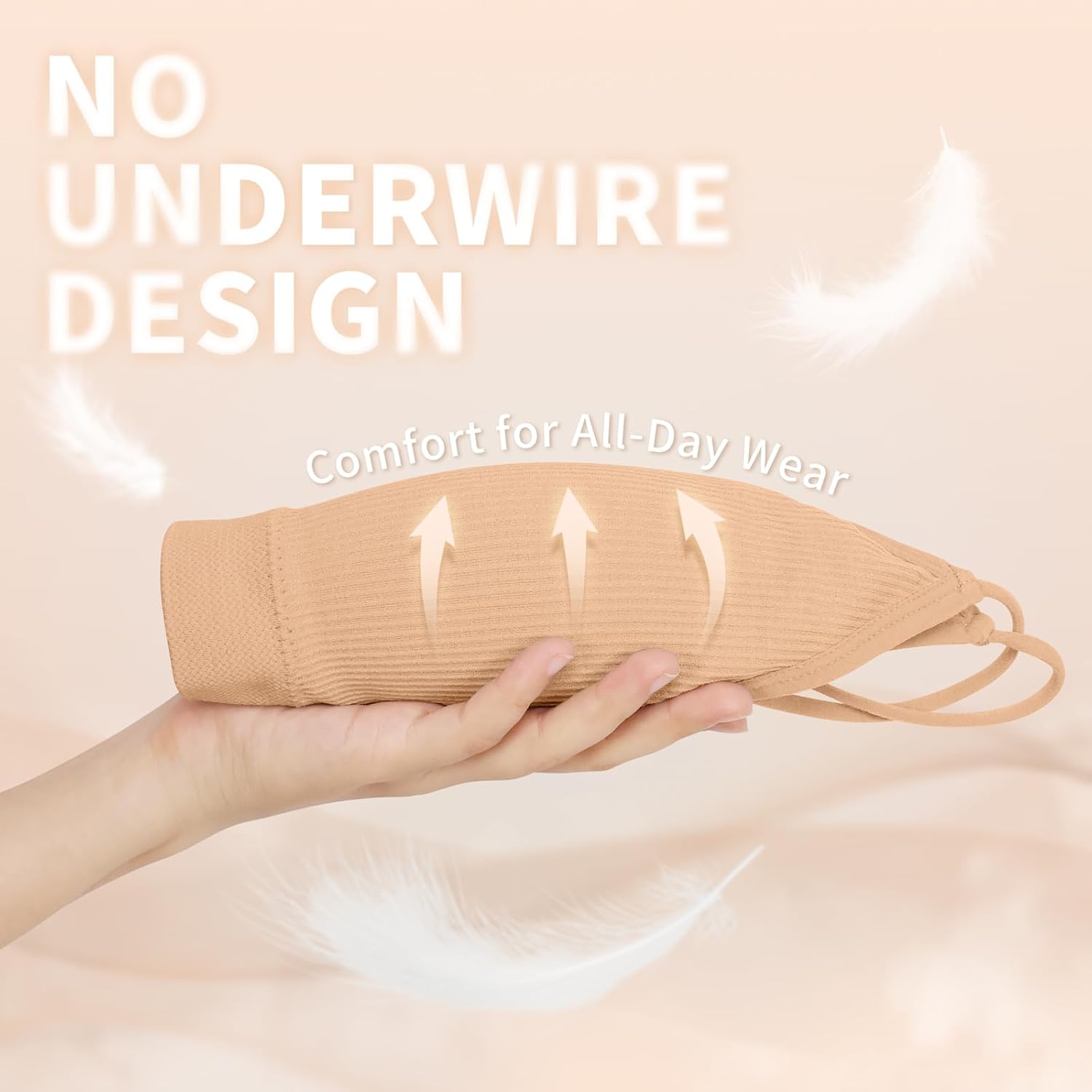 KCDDUMK 4 Pieces Cami Bras - Women's V-Neck Padded Seamless Straps Bralette Everyday Basic Sleeping Bra - Image 4