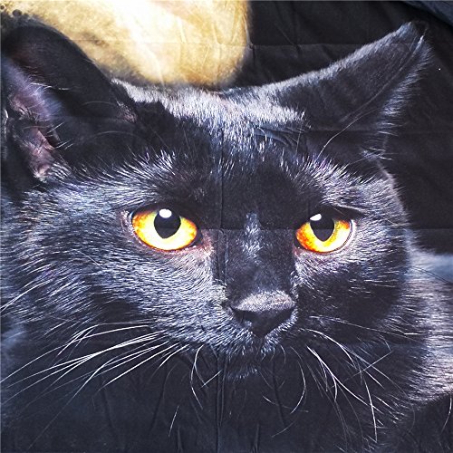 Jf-302 Black Bedding Sets Full Queen King Size Moon And Cat Printed Duvet Cover Set 3Pcs Bed Linen, Not Comforter Set (King) #TOP4