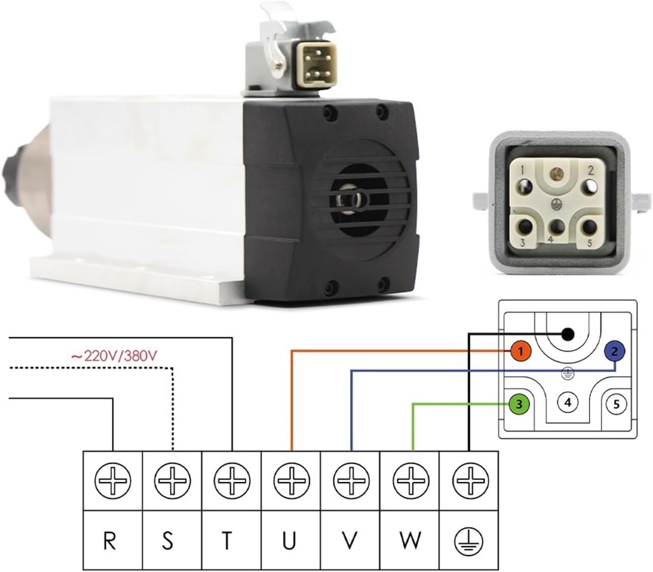 220v 2.2kw ER25 air Cooled Spindle 4 pcs Bearings Ceramic Ball Bearings 0.01mm & 2.2kw VFD/Inverter(220v)