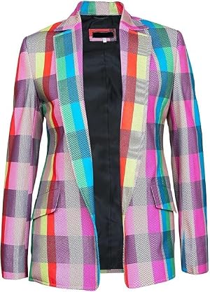 Womens Multi-Color Checkered Blazer - Casual Plaid Blazer Weddings Party Dinner