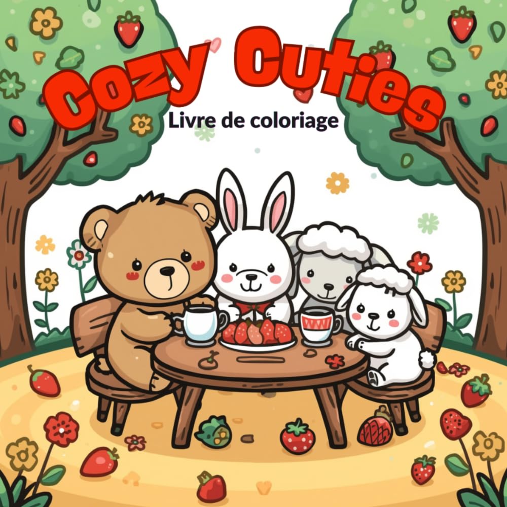 Cozy Cuties Livre de Coloriage: Scènes mignonnes et simples à colorier pour enfants, avec animaux kawaii et ambiance douce et chaleureuse.