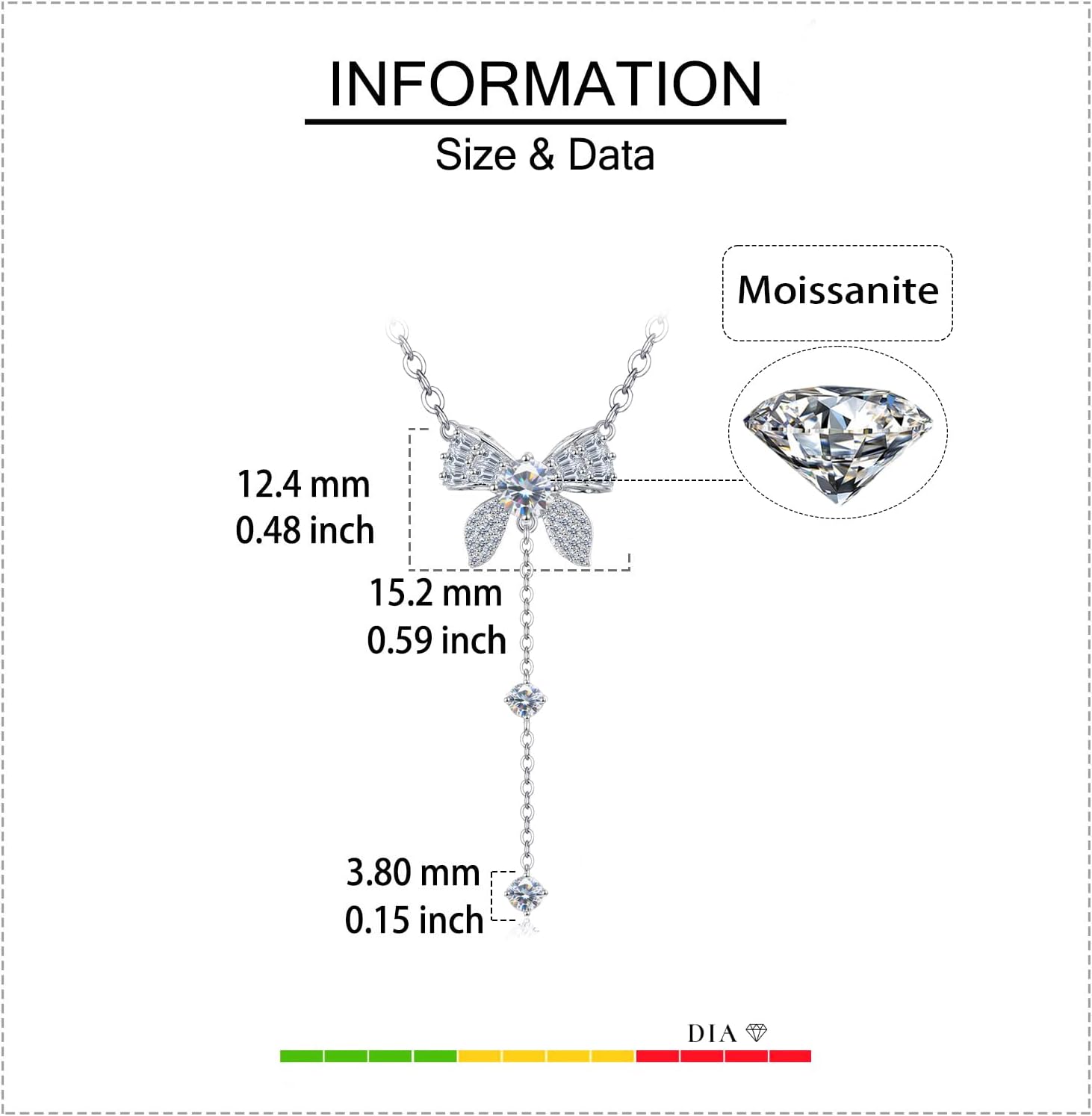 925 Sterling Silver Butterfly Moissanite Necklace for Women, D Color Moissanite Pendant with Delicate Chain Jewelry Gift for Her - Image 4