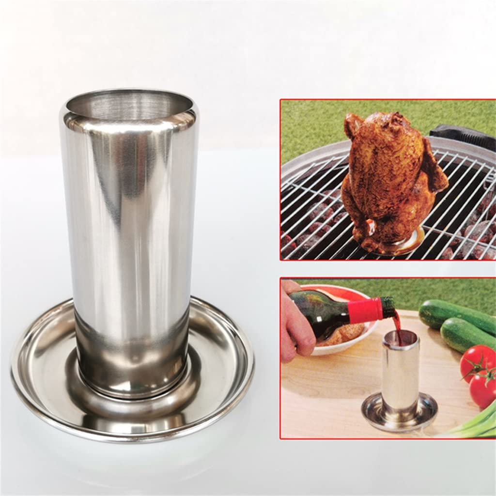 Asador Vertical de Acero Inoxidable para Aves de Corral, Pavos, Pollos, Bandeja para Asar, Horno, Barbacoa