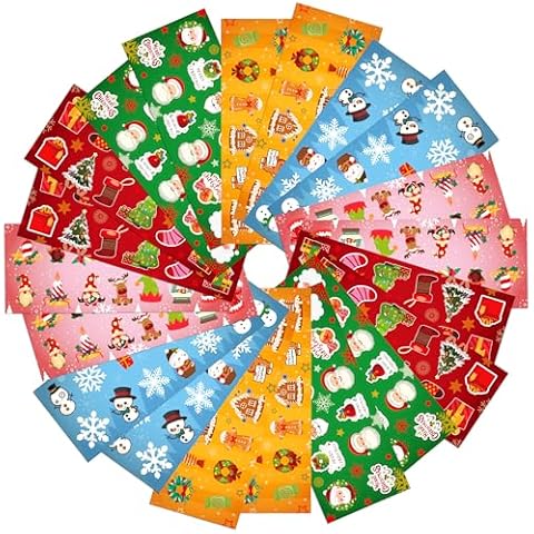 LINAYE Christmas Stickers for Kids - 80 Sheets Christmas Stickers Bulk 970PCS Cute Adhesive Stickers Pack for Treat Bags, Goodie Bags, Christmas Stickers for Girls Boys Christmas Party Favors Cover