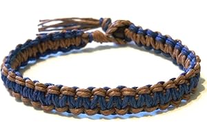 Mens Womens Blue and Brown Hemp Surfer Hawaiian Style Bracelet - Handmade
