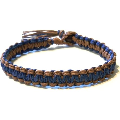 Mens Womens Blue and Brown Hemp Surfer Hawaiian Style Bracelet - Handmade