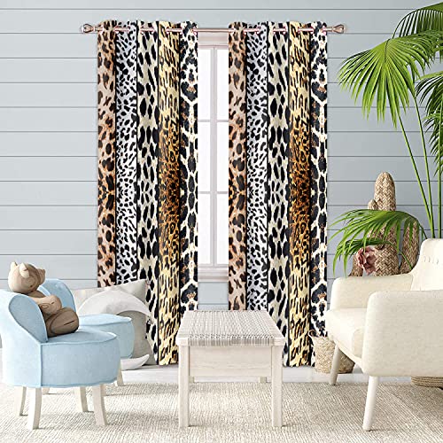 Bsppti Wild Animals Print Curtain, Room Darkening Thermal Insulated Blackout Leopard Boa Window Drapes With Grommets For Living, Dining, Bedroom, 42"X 84", Set Of 2 Panels, Cllssp6 #TOP4