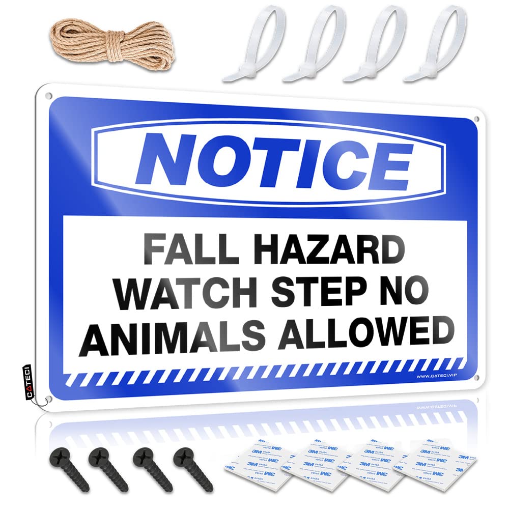 Funny Metal Bar Signs Notice Fall Hazard Watch Step No Animals Allowed Tin Sign Metal Signs Decor Decaor Sign(20X30CM)