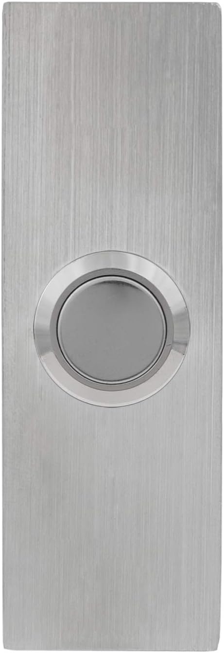 Waterwood Small Rectangle Doorbell in Silver 1/8" Thick Grade 304 Stainless Steel - Adhesive Mount/Rust Proof - 1" W x 3" H x 0.19" D
