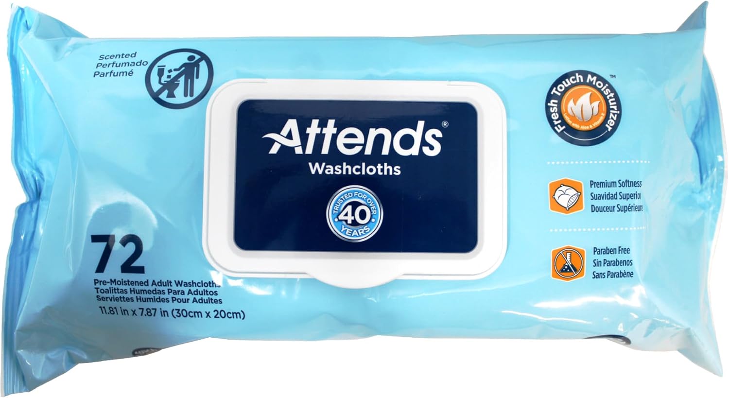 Attends Attends Pre-Moistened Washcloths Convenience Pack 8X11 - - Model wccp1000 by Attends