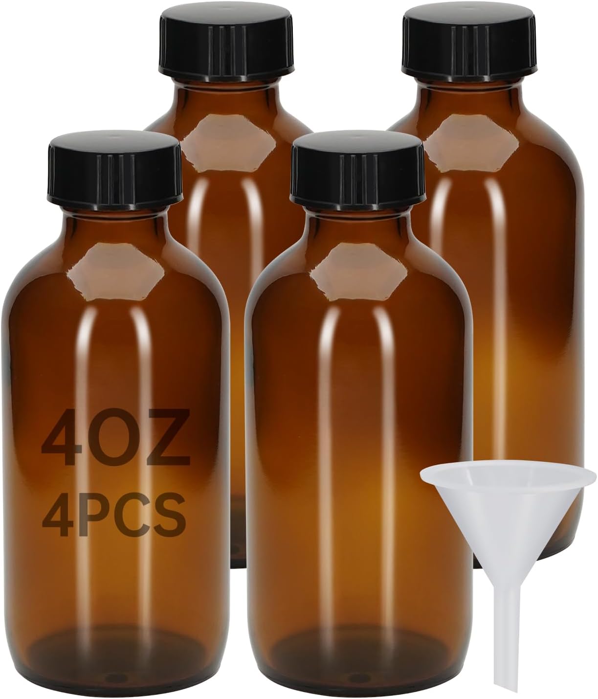 1Pc 4 oz Amber Glass Bottles - Small Glass Jars with Black Lids Empty Boston Bottle,Dispensing Bottles for Homemade Vanilla Extract, Essential Oils, Herbal Medicine (1)
