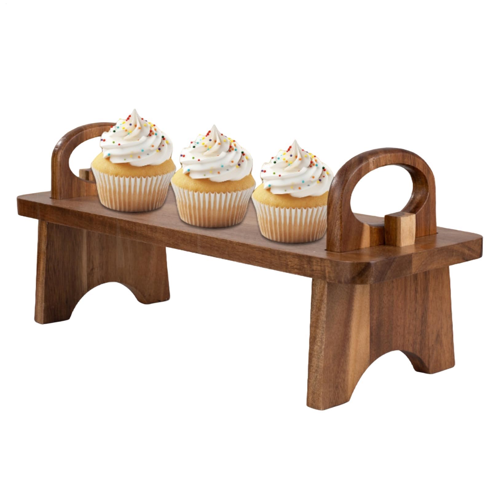 Vassoio da portata in legno di acacia rustico, alzata per torte e cupcake, per feste, matrimoni, buffet, catering e Thanng, versatile tagliere per formaggi e insalate