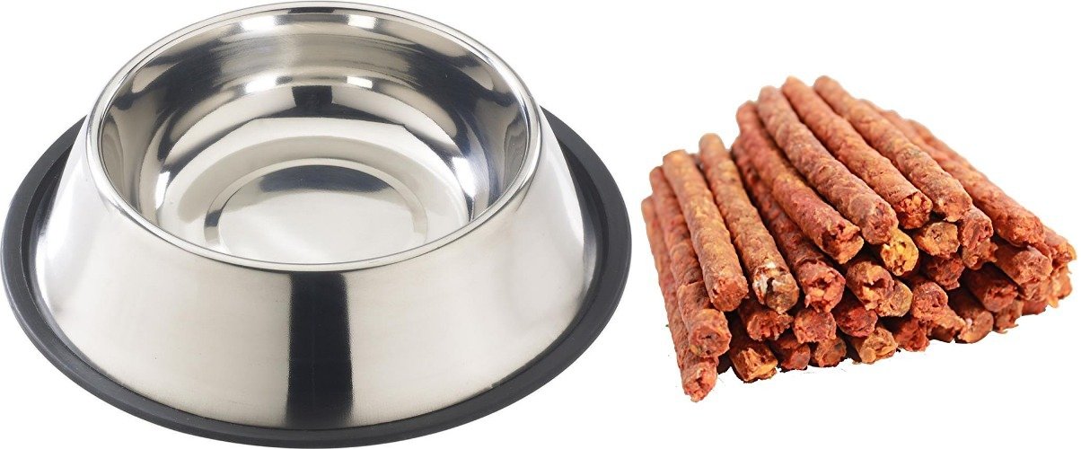 Foodie Puppies Feeding Combo for Dogs and Puppies | Barkstick Chewing Munchy Mutton Stick - 400g | Stainless Steel, Rust Resistant & Non Skid or Slip Bowl - 700ml (B07BPDVZ68) Amazon Price History, Amazon Price Tracker