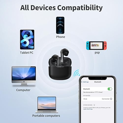 Miniatura 6 de Auriculares inalámbricos Bluetooth con batería de 35 horas, sonido inmersivo en el juego, control táctil y música y llamadas para todos los