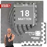 Miweba Sports Bodenschutzmatte BS50 | 8-teilig 1,7 m² - Yogamatte Gymnastikmatte Puzzlematte Fitness Sportmatte Fitnessmatte Gummimatte Turnmatte Trainingsmatte Puzzle Matte Bodenmatte (Grau)